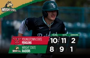 Baseball final scores vs. Youngstown State. Photograph from Wright State Baseball's Twitter.