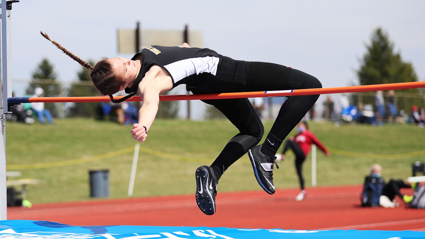 Wright state student pole vaulting