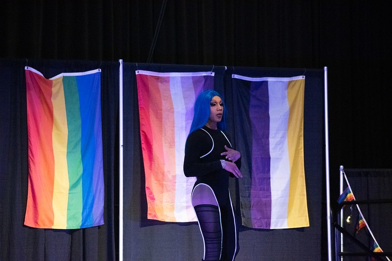 rainbow flags, drag queen